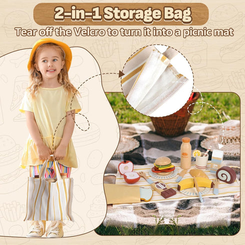 Set, 1-3, 3-5 Lehoo Castle Wooden Play Food Toy Food for Toddlers Pretend Play Kitchen Accessories, Cutting Food Toys