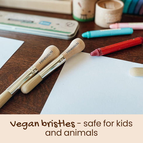 Honeysticks My First Paint Brush Set, 3 Pack Jumbo Brushes for Babies and Toddlers, Vegan with Storage Container