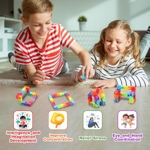 FUIYKA 30pcs Wacky Track Fidget Toys Bulk for Kids: Snap and Click Sensory Puzzle, Goodie Bag, Treasure Box Prizes