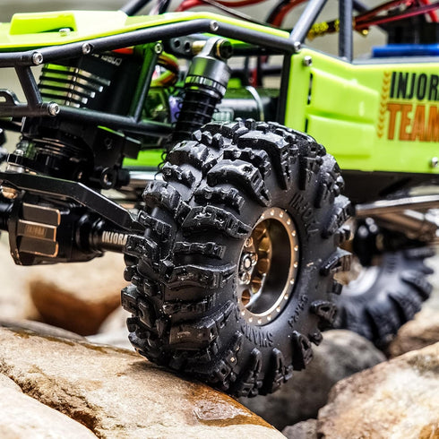INJORA 1.0 Tires - S5 Swamp Claw Mud Terrain Tires for TRX4M AX24 SCX24 FCX24 1/18 1/24 RC Crawler Car, 64 * 24mm, T1019