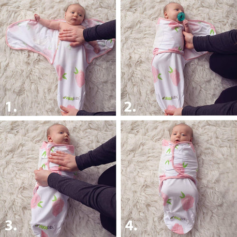 Set 0-3 3 Pack Ziggy Baby Baby Girl Swaddle Blanket Adjustable Wrap Size Small/Medium, Months - - Pink Peony, Pink