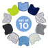 Neat Solutions 10 Pack Water Resistant Bib Set in Blue/Grey Assorted, 10 Count, 0+ Months