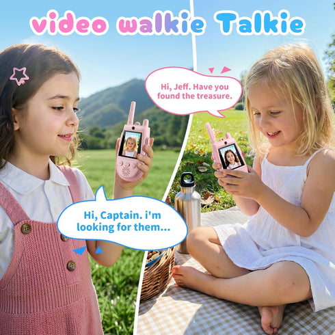 YUSSBCU 2 Pack 3-12, Walkie Talkies for Kids, Rechargeable Kids Video Walkie Talkies with Camera & Voice Changer, Long