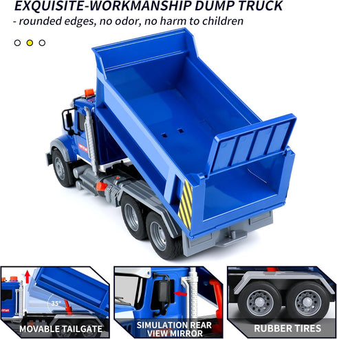 Dwi Dowellin Big Dump Truck Toys for Boys Age 3-5, Kids Toy with Lights and Sounds, Christmas Birthday Gift Car