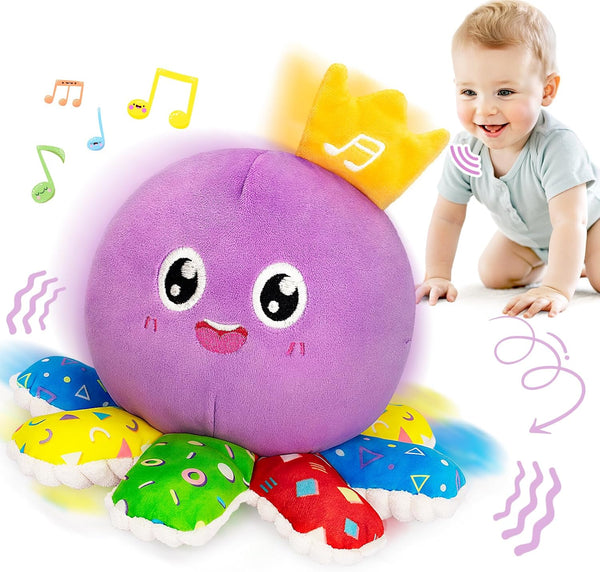 IJIGU Baby Toys 6-12 Months, Infant Musical Crawling Octopus Plush Toy, Interactive
