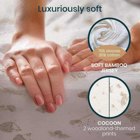 (2 Pack) 20.8 31.5 23.6 35.4 Tutti Bambini Premium Bassinet Sheets - Soft & Breathable Bamboo Viscose Jersey
