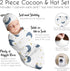 Set Sweet Jojo Designs Moon Star Baby Boy Girl Cocoon and Beanie Hat Jersey Stretch Knit Sleeping Bag Infant Newborn