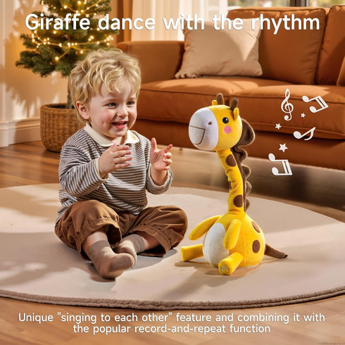 TUMAMA Dancing Talking Giraffe Toys, Mimicking Twisting Electronic Soft Plush Giraffe Toy with Record & Repeating What