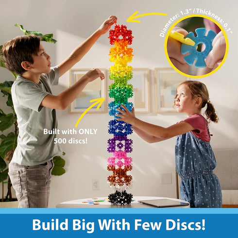 VIAHART BRAIN FLAKES 500 Piece Set, Interlocking Plastic Disc Toy for Creative Building, Educational STEM Learning for
