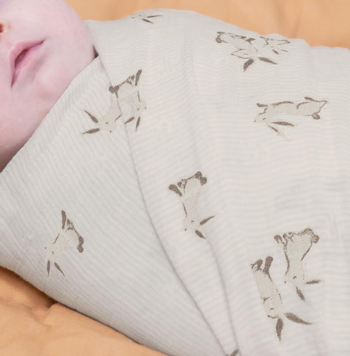 100% 47 47 inches Crane Baby Organic Cotton Bunny Single Baby Swaddle Wrap for Boys and Girls, Gender Neutral Newborn