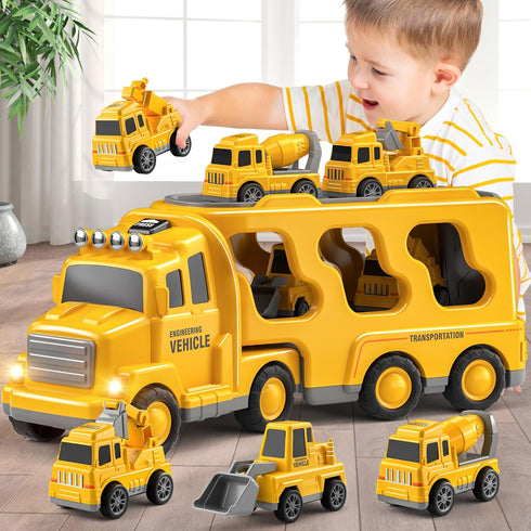 Beby Buty 5 in 1 Construction Trucks Cars Toys for Toddlers 3-5, Boy Toddler