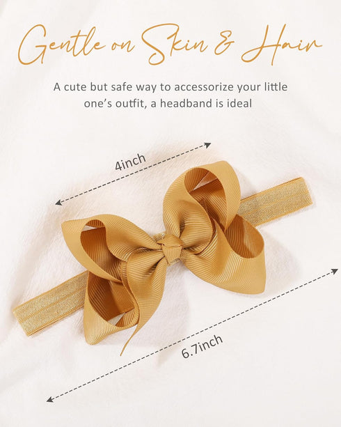 jollybows 40pcs Baby Girls Grosgrain Ribbon Hair Bows - 4" Elastic Hair Band Accessories for Infants Newborn