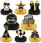 8 Pieces Happy Birthday Party Decorations Supplies, Birthday Honeycomb Centerpieces Table Toppers, Black and Gold