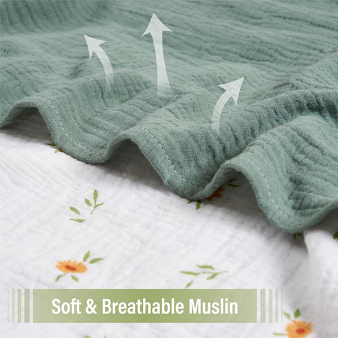 Meracorallo Muslin Swaddle Blanket, 100% Organic Cotton Soft and Breathable Receiving Wrap for Baby Boys and Girls