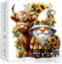 PICKFORU Highland Cow Gnome Puzzles for Adults 1000 Pieces, Nature Sunflower and Cow