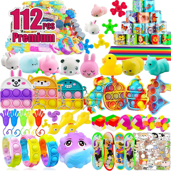 112 PCS Pop Party Favors Toys for Kids, Premium Fidget Toys, Assortment Pinata Stuffers, Goody Bag Fillers