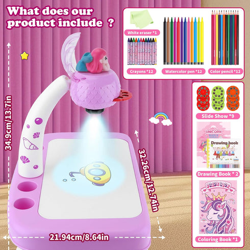 3+ Hoarosall Drawing Projector for Kids, Drawing Board Pad, Color Pens, Pencils, Crayons, Scrapbook etc,Tracing
