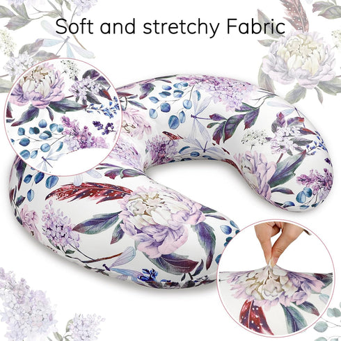 Set Purple Baby Blankets, Minky Toddler Blanket for Boys Girls, Wisteria Floral Nursing Pillow Cover, Nursing