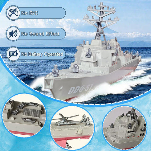 17 Inch 1/350 51 OTONOPI Battleship Toy, Scale Plastic Military Warship Model USS Arleigh Burke DDG Destroyer, Navy