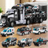 NIPLOOOW Police Trucks Toy Set with Play Mat, Carrier Truck Play Vehicles Set