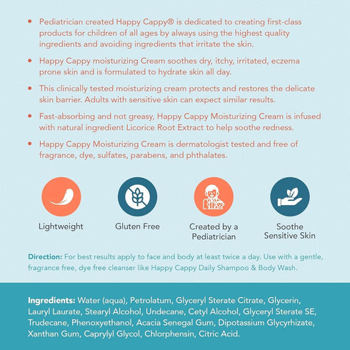 Packets, 1 Oz (Pack 8) Happy Cappy Moisturizing Cream - Baby Cream for Eczema-Prone Skin, Dry Skin Lotion for Infants