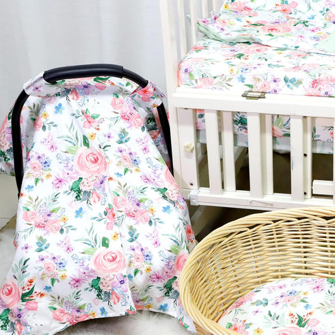 Baby Car Seat Cover, Peekaboo Opening Spring Car Seat Canopy for Baby Girls Boys, Mom Nursing Breastfeeding Covers