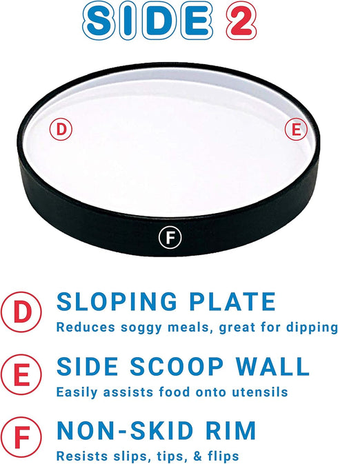 STAYnEAT Suction Plate, 2n1 Divided/Scoop Dish, Non-Slip Plate Guard, White (L)