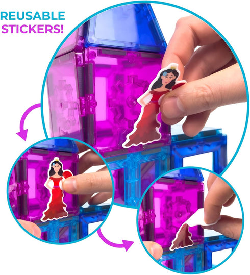 60-Piece Set, 3 Tytan Tiles Princess Castle Magnetic Tiles Building Adorable Kids STEM Toy, Creative Play, Shape