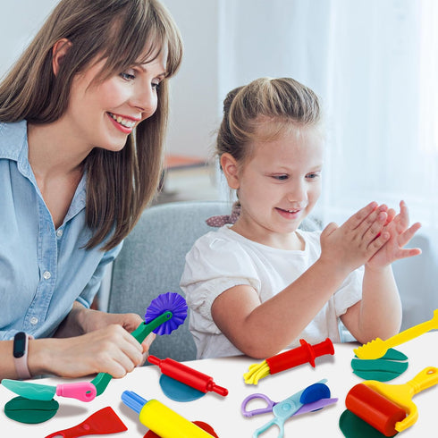Set 10 Set Dough Play Tools for Kids, PCS Basic Dough Starter with Pizza Cutters, Safety Scissors, Rolling Pin, Roller
