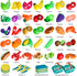 100 PCS Cutting Play Food Toy for Kids Kitchen, Pretend Food Toys with Baskets, Birthday Gifts for Ages 3-5