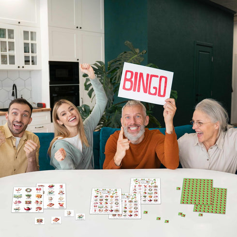 Strawberry Bingo Games - Summer Berry Bingo Card Set for 24 Players, Indoor Outdoor Activities, Birthday Favors