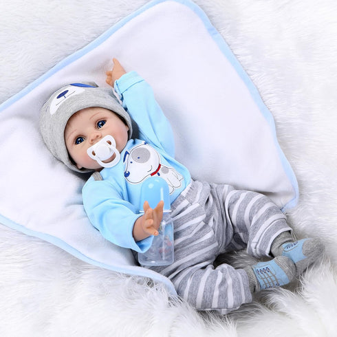 Reborn Baby Dolls Clothes, Boy Blue Outfits for 20"-22" Reborn Doll Clothing