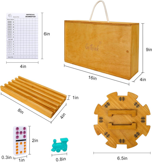 Set, 12 Set Holders*8, Trains*9, Scoreboards*2, GOTHINK Mexican Train Dominoes Double Dominos for Kids Adults