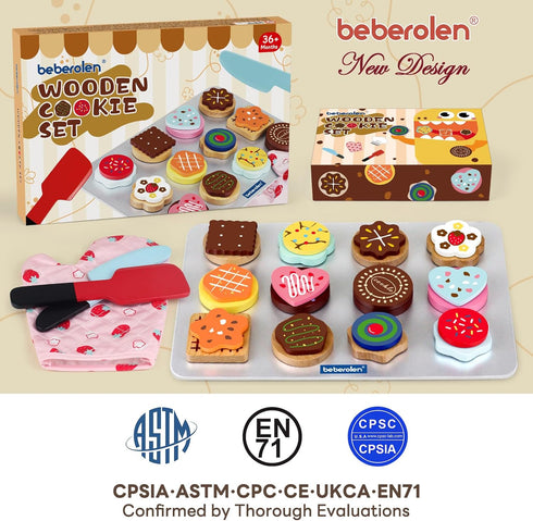Set 1-3 3 4 5 Wooden Cookie Play Food for Kids Kitchen Accessories Food Toys for Toddlers Pretend Play Slice and Bake