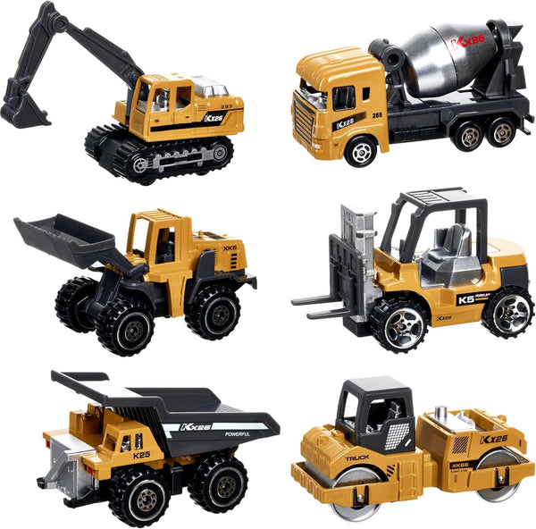 Construction Trucks Vehicles, 6Pcs Die-cast Construction Toys Set, Toys for Boys, Mini
