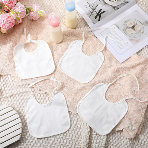 Cotton Baby Bibs in Solid White | Ideal for Feeding & Baby Shower Games