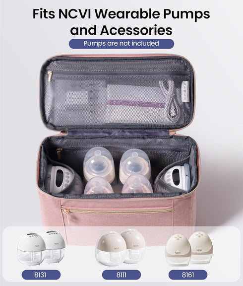 NCVI Breast Pump Storage Bag for Pumps and Extra Parts, Large Capacity Portable Pump Carrying Case with Handle