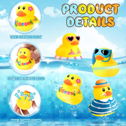 Honoson 72 Summer Summer Pcs Beach Rubber Duckies Bulk Mini Rubber Duck Bath Toys Float Bathtub Ducky Cute Squeaky