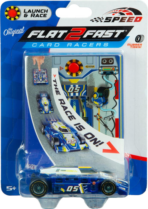 2 FLAT FAST Original Speed Card Racer Flat Car Racer and Pocket Size Racecar Launcher with Real Rubber Tires