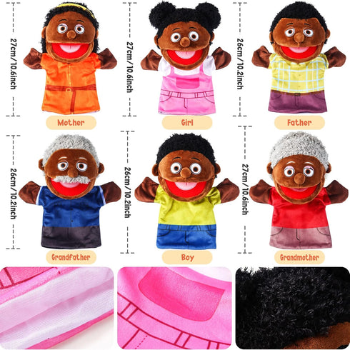 6 Pcs Family Hand Puppets | 12 Inch Grandparents, Mom & Dad, Brother & Sister Plush Toys for Kids Storytelling