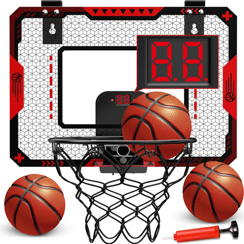 Basketball Hoop Indoor for Kids 5-10+ Years, Mini Basketball Hoop with Electronic Scoreboard Over The Door