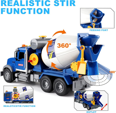 1-3 3-5,Big Dwi Dowellin Toddler Trucks Toys for Boys Age Cement Mixer Truck with Lights and Sounds,Kids Boy Toys