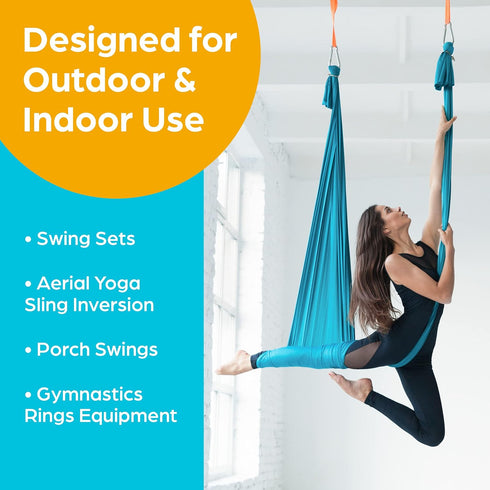 Jungle Gym Kingdom Swing Set Hangers - 2 Heavy Duty Brackets with Locking Snap Hooks for Indoor/Outdoor Use