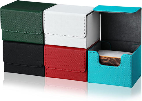 Weewooday 5 Pcs Leather Deck Card Boxes Large Size Deck Game Holder Storage