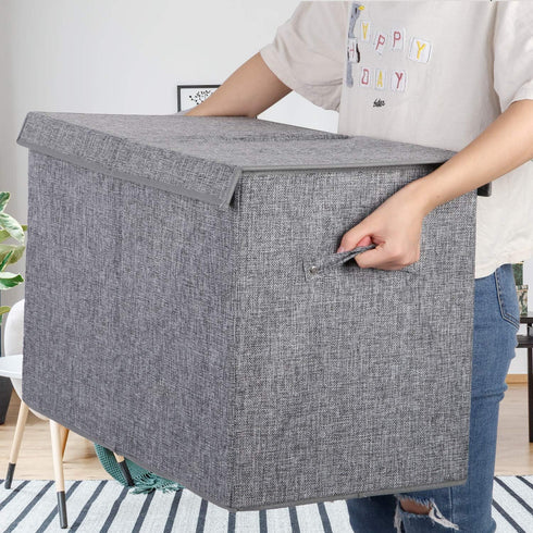 popoly Large Toy Box Chest with Lid, Collapsible Sturdy Toy Storage Organizer Boxes for Kids, Boys, Girls, Nursery,