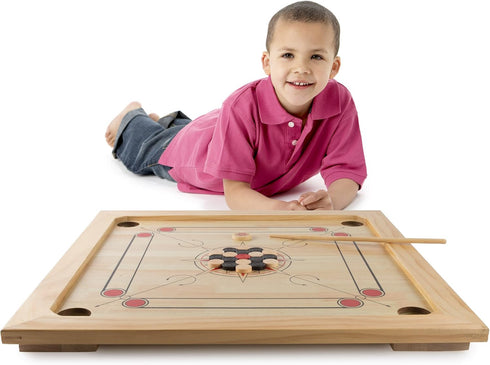 Carrom Board Game - Classic Strike and Pocket Table Game with Cue Sticks, Coins, Queen and Striker