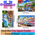 Small Jigsaw Puzzles for Adults 150 Pieces Vintage American Street View Mini Puzzles, 6 x 4 Inches, 3 Pcs, Mini Easel