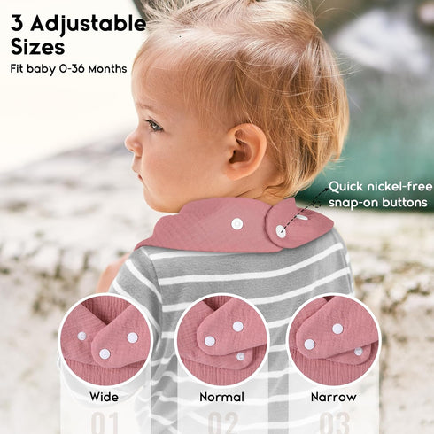 10 Pack 100% 6-Layer Yoofoss Muslin Baby Bibs Organic Cotton Soft Absorbent Drool Bandana Baby Bibs for Drooling