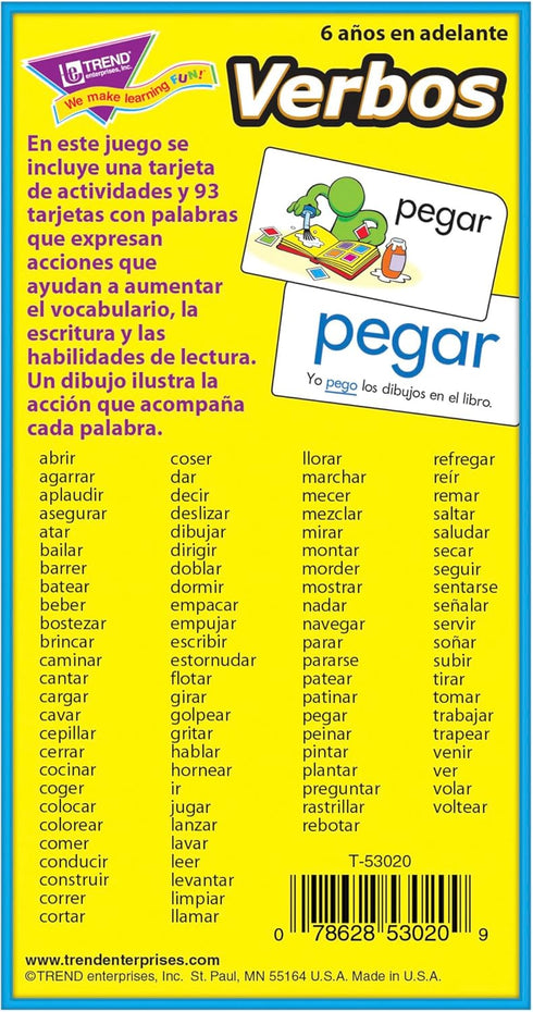 Trend Enterprises Verbos (Spanish Action Words) Skill Drill Flash Cards, 94 Cards for Ages 6 and Up