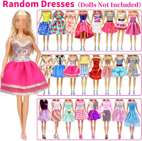 Ecore Fun 39 Pcs Doll Clothes and Accessories, 3 Fashion Dresses, 10 Slip Dresses, 3 Tops, 3 Pants for 11.5 inch Dolls